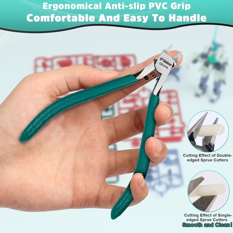 OSHINE O’Shine Advanced Single-edged Sprue Cutter, Single Blade Gunpla Gundam Model Nippers And Hobby Model Clippers, Sharp Model Snips For Plastic Models, A Plastic Sheath And A Leather Sheath Included - Image 2